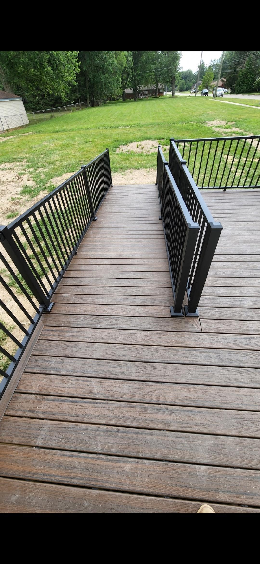 Close-up image of a new composite ramp and deck built by the KPM team.