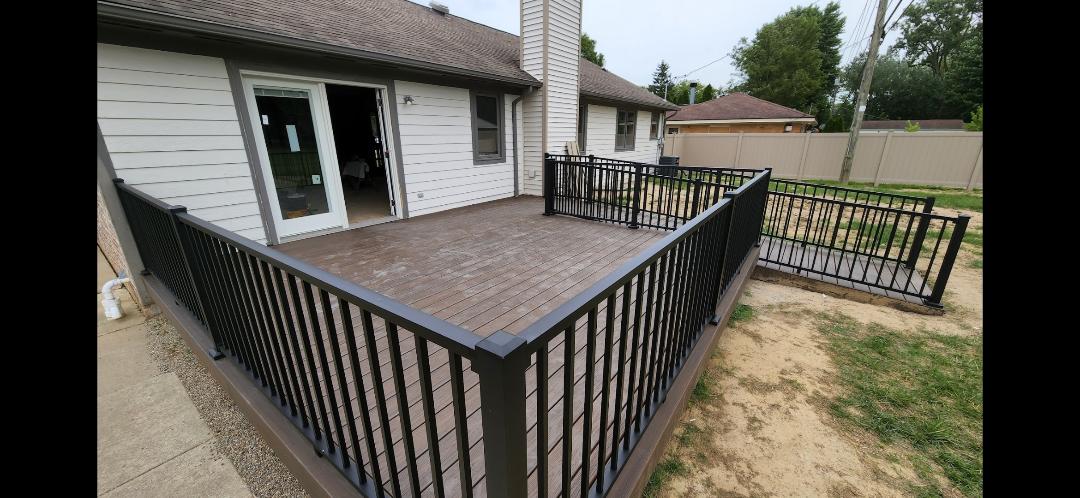 Close-up image of a new composite deck and ramp construction by KPM.