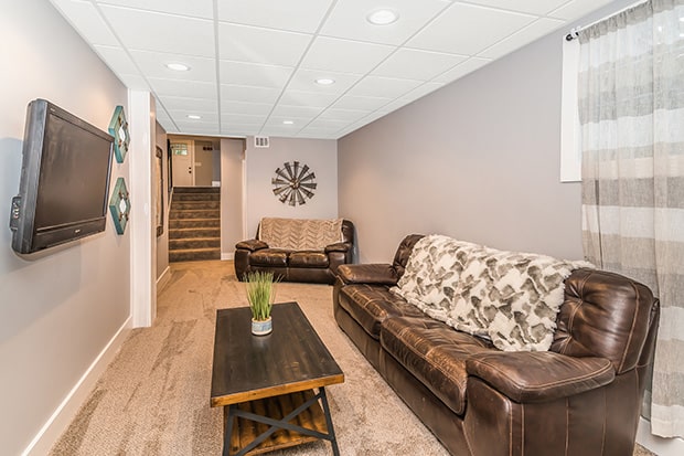 Image of a basement remodeled by KPM.