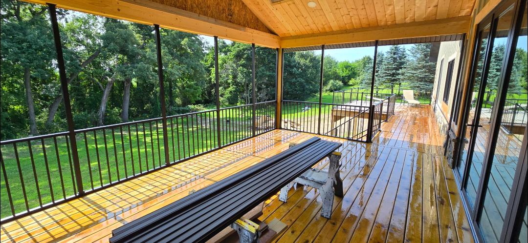 Interior image of a new covered porch built by KPM.