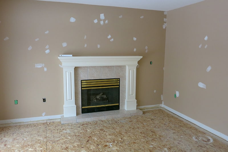 Image of patched drywall; service upkeep and repair done by KPM.